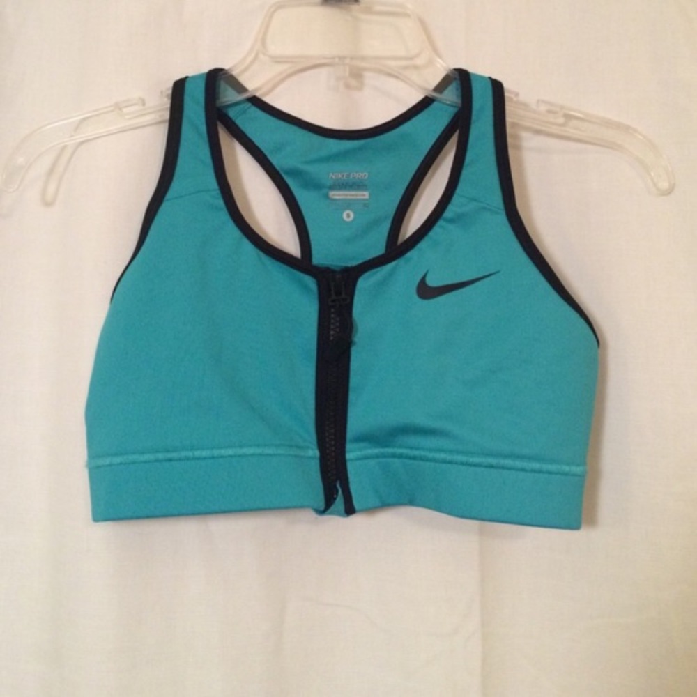 Nike Women's Zip-Front Sports Bra - Teal/Black